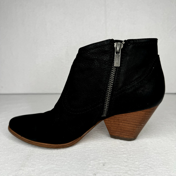 Frye Reina Black Leather Pointed Toe Side Zip Western Ankle Bootie Wmns Sz 6.5 M - Picture 7 of 16